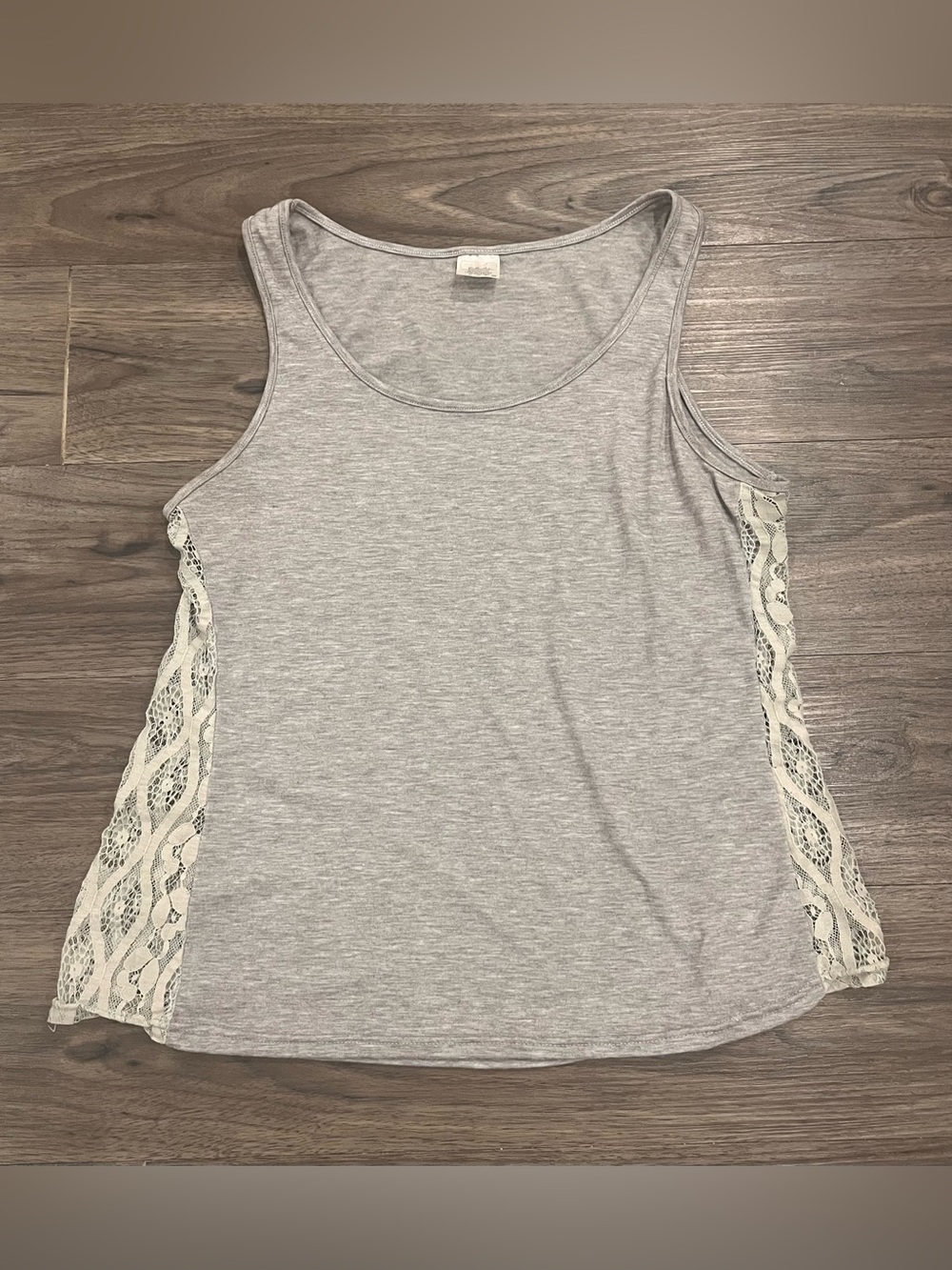 3/$11 Women's Gray Tank Top Lace-Panel Tank Top
